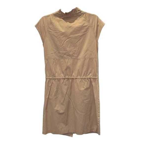 Tory Burch Dress Women 4 Pepper Shirt Safari Khaki Tan Snap Front Mini Drawstrin - Picture 13 of 16